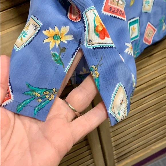 TanJay Blue Casual Button Down Shirt with Playful Print Size 14 - Picture 5 of 5